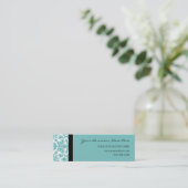 Elegant Blauwgroen Damask Visitekaartjes (Staand voorkant)