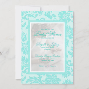 Elegant blauwgroen demask custom vrijgezellenfeest kaart