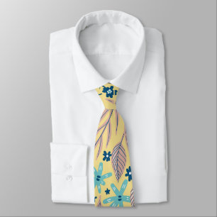 Elegant Blauwgroen en beige oliage Floral Pattern Stropdas