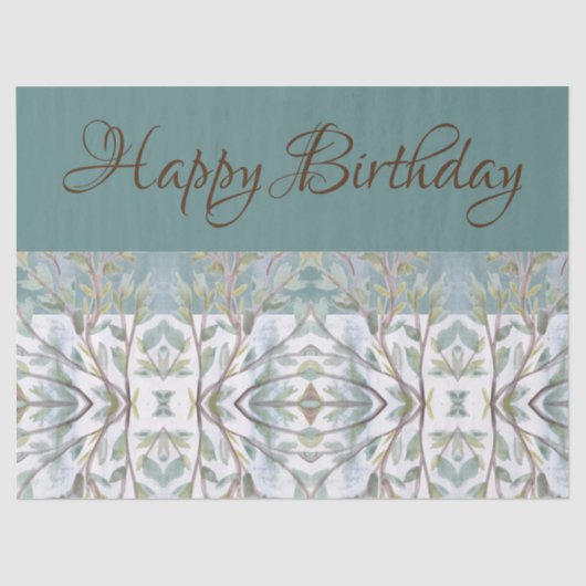 Elegant Blauwgroen en bruin Tissuepapier (Voorkant)