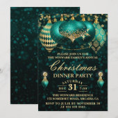 Elegant Blauwgroen en Gold Baubles kerstfeest Kaart (Voorkant / Achterkant)