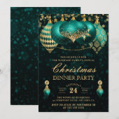 Elegant Blauwgroen en Gold Baubles kerstfeest Kaart (Voorkant / Achterkant)