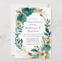 Elegant Blauwgroen en Gold Floral Wedding Celebrat