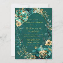 Elegant Blauwgroen en Gold Floral Wedding Celebrat