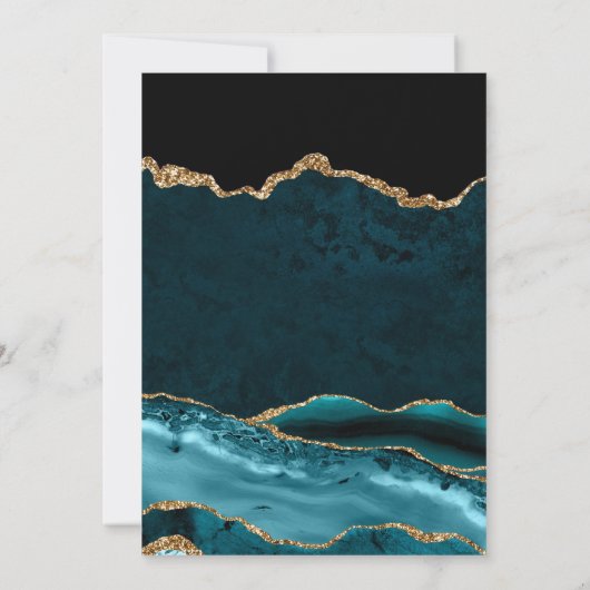 Elegant Blauwgroen en Gold Glitter Agate 60th Birt Kaart (Achterkant)