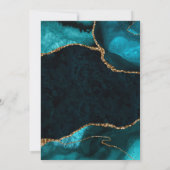 Elegant Blauwgroen en Gold Glitter Agate Wedding Bedankkaart (Achterkant)
