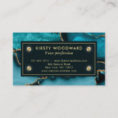 Elegant Blauwgroen en Gold Glitter Marble Agate Visitekaartje (Achterkant)