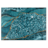 Elegant Blauwgroen en Gold Glitter Ocean Agate Snijplank (Voorkant)