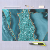Elegant Blauwgroen en Gold Glitter Ocean Agate Tissuepapier (Craft)