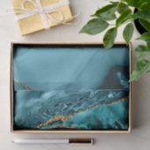 Elegant Blauwgroen en Gold Glitter Ocean Agate Tissuepapier (Geschenk)