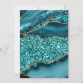 Elegant Blauwgroen en Gold Glitter Ocean Agate Wed Kaart (Achterkant)