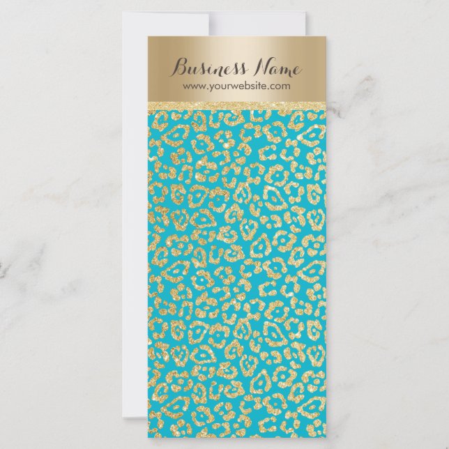 Elegant Blauwgroen en Gold Leopard Print (Voorkant)