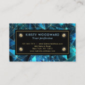 Elegant Blauwgroen en Gold Midnight Crystal Galaxy Visitekaartje (Achterkant)