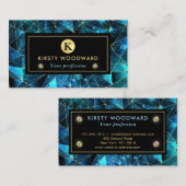 Elegant Blauwgroen en Gold Midnight Crystal Galaxy Visitekaartje (Voorkant / Achterkant)