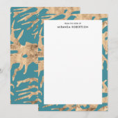 Elegant Blauwgroen en Gold Note-kaarten Notitiekaartje (Voorkant / Achterkant)