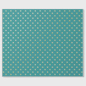 Elegant Blauwgroen en Gold Polka Dots Pattern Cadeaupapier (Vlak)