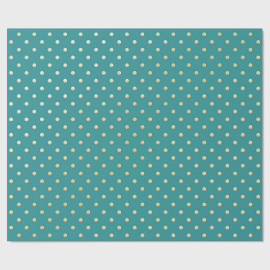Elegant Blauwgroen en Gold Polka Dots Pattern Cadeaupapier (Vlak)
