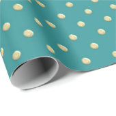 Elegant Blauwgroen en Gold Polka Dots Pattern Cadeaupapier (Rol Hoek)