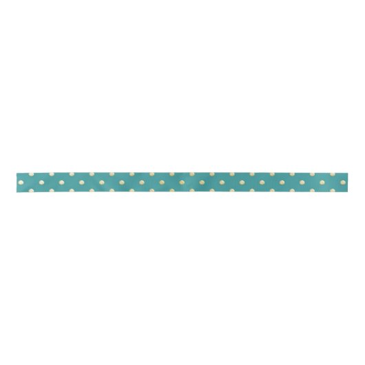 Elegant Blauwgroen en Gold Polka Dots Pattern Satijnen Lint (Voorkant)