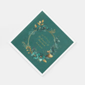 Elegant Blauwgroen en Gold Waterverf Floral Weddin Servet (Hoek)