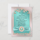 Elegant Blauwgroen en Gold Wedding Invitation Kaart (Voorkant)