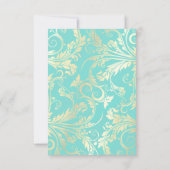 Elegant Blauwgroen en Gold Wedding Invitation Kaart (Achterkant)