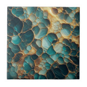 Elegant Blauwgroen en Goud Abstract Biologisch Tegeltje (Voorkant)