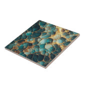 Elegant Blauwgroen en Goud Abstract Biologisch Tegeltje (Zijkant)