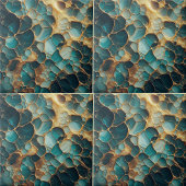 Elegant Blauwgroen en Goud Abstract Biologisch Tegeltje