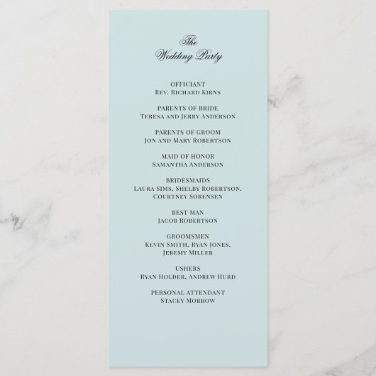 Elegant Blauwgroen en Goud Eucalyptus Trouwprogram Programmakaart (Achterkant)