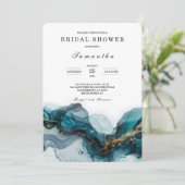 Elegant Blauwgroen en Goud Marmeren Vrijgezellenfe Kaart (Staand voorkant)