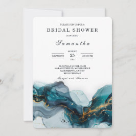 Elegant Blauwgroen en Goud Marmeren Vrijgezellenfe Kaart