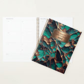 Elegant Blauwgroen en Gouden Marmer met Bronzen Na Planner (Display)