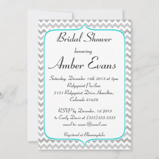 Elegant Blauwgroen en Gray Chevron Vrijgezellenfee Kaart