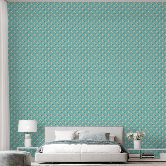 Elegant Blauwgroen en parel behang (Slaapkamer)