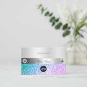 Elegant Blauwgroen en Roze Glitter Logo Luminous S Visitekaartje (Staand voorkant)