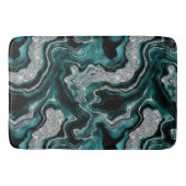 Elegant Blauwgroen en Silver Glitter Agaat Pattern Badmat (Voorkant)