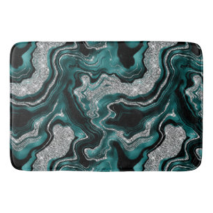 Elegant Blauwgroen en Silver Glitter Agaat Pattern Badmat