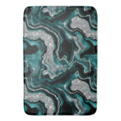 Elegant Blauwgroen en Silver Glitter Agaat Pattern Badmat (Voorkant Verticaal)