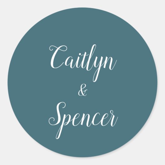 Elegant Blauwgroen en White Wedding Envelope Seals Ronde Sticker (Voorkant)