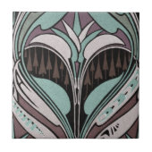 elegant blauwgroen en wijn art nouveau design tegeltje (Voorkant)