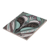 elegant blauwgroen en wĳn art nouveau design tegeltje (Zijkant)