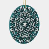 Elegant Blauwgroen en zilver kerstversiering Keramisch Ornament (Rechts)