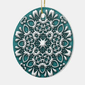 Elegant Blauwgroen en zilver kerstversiering Keramisch Ornament (Links)