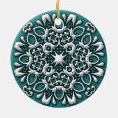 Elegant Blauwgroen en zilver kerstversiering Keramisch Ornament (Achterkant)