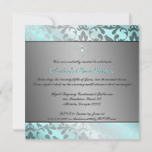 Elegant Blauwgroen en Zilver Uitnodiging met Bow (Achterkant)