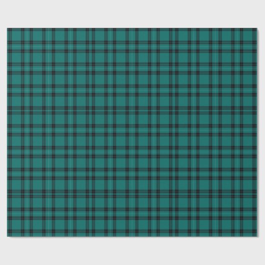 Elegant Blauwgroen en zwart Tartan Plaid Pattern Cadeaupapier (Vlak)