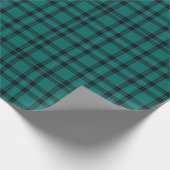 Elegant Blauwgroen en zwart Tartan Plaid Pattern Cadeaupapier (Hoek)