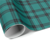 Elegant Blauwgroen en zwart Tartan Plaid Pattern Cadeaupapier (Rol Hoek)