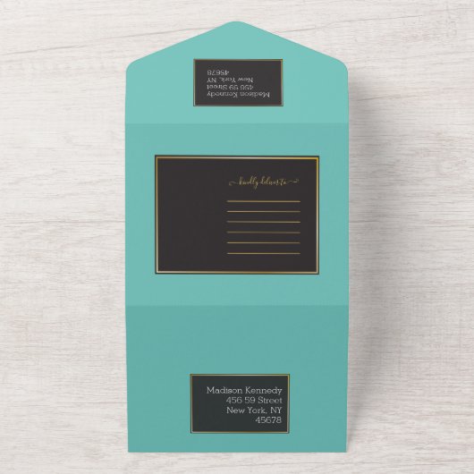 Elegant Blauwgroen Fab All In One Uitnodiging (Buitenkant)